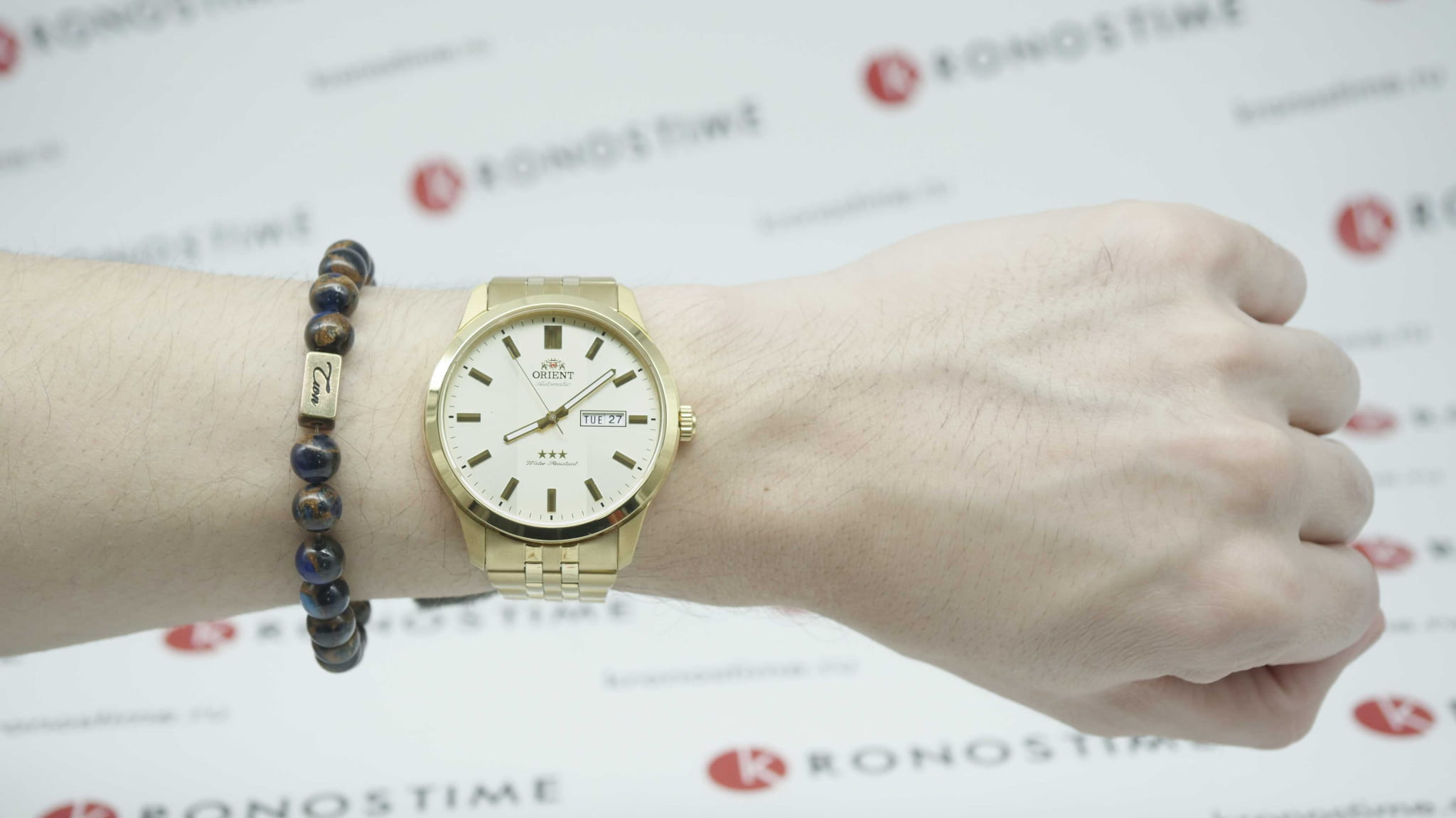 Orient Orient 3 Stars RA-AB0009G (RN-AB0009G) механические мужские часы часы крупный план золотой циферблата